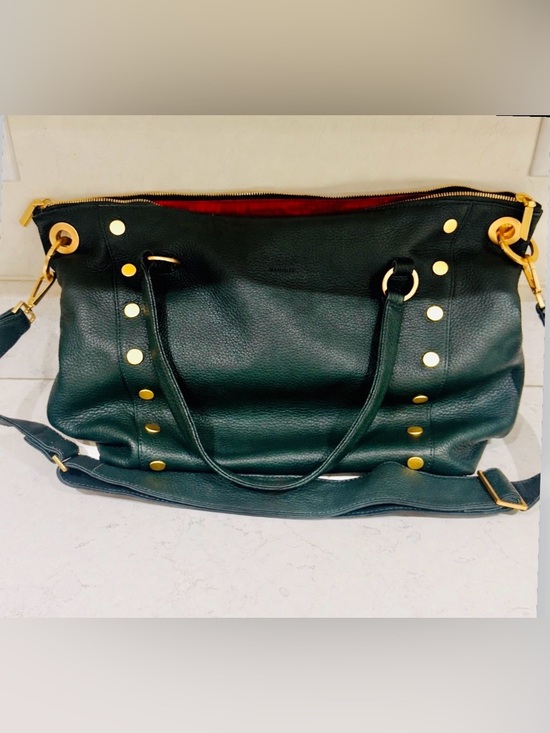 Hammitt Handbags - Hammitt Dark Green Leather Tote with Gold Studs